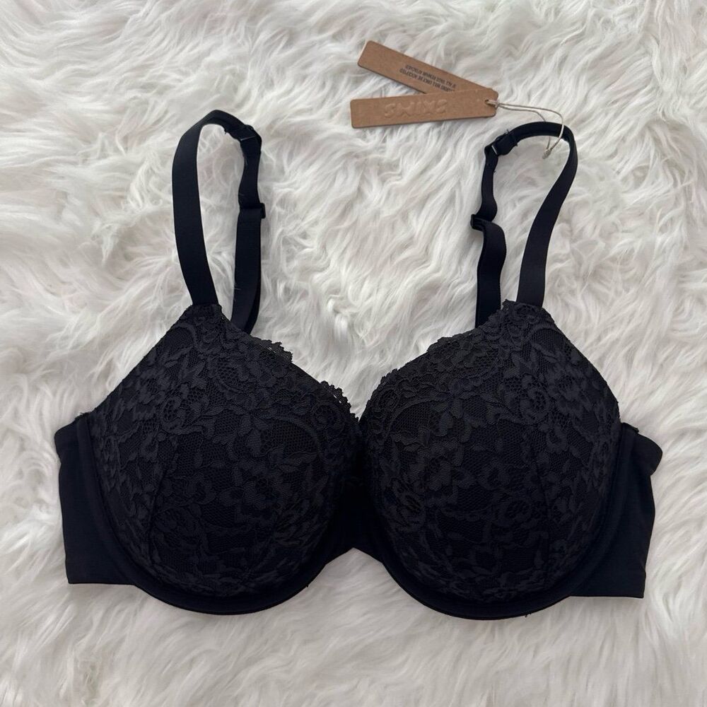Skims Fits Everybody Lace T-shirt Bra Onyx Size 36D